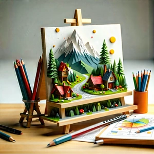 Lifestyle Isometric Design: Creative Individual Enjoying Creative Hobby With Painting Mountainous