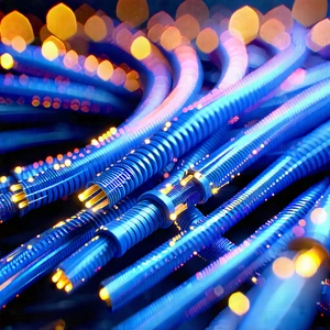 Close-up Of Fiber Optic Cables With Close-up Blue