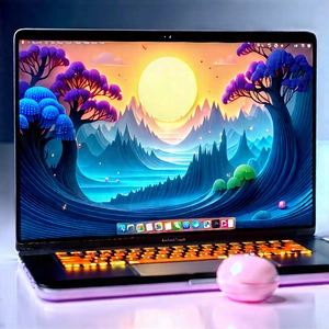 Laptop With (digital:1.21) Artwork With Laptop Computer