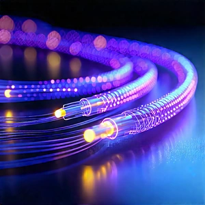 Close-up of fiber optic cables
