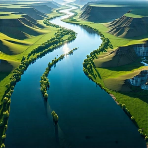 Nature Cinema 4d: Aerial View Of Winding (river:1.2) With Beautifully Rendered