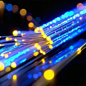 Close-up Of Fiber Optic Cables With Blue Light