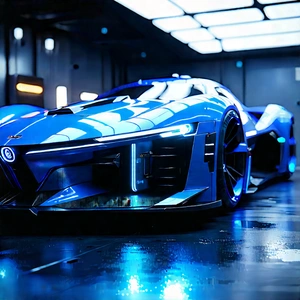 Automotive Technology In (design:1.44) Studio With Blue Futuristic