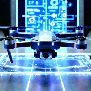 Drone With Holographic Display With Drone Sitting
