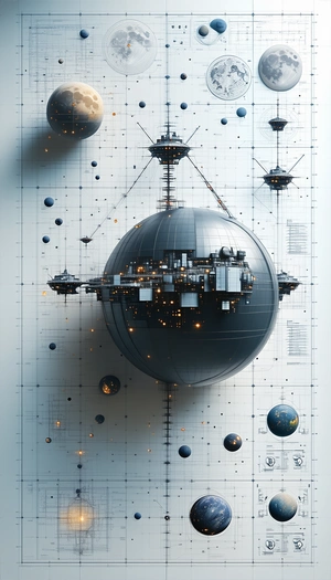 A Large, Round, Blue Object Is The Centerpiece Of This Image