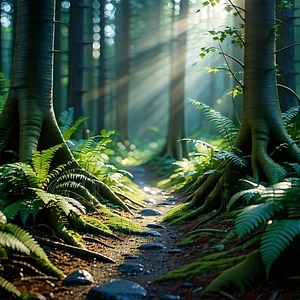 Nature Concept Art: Path through dense forest
