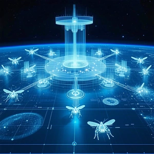 In The Image, There Is A Large, Futuristic Building With A Central Tower