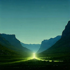 Nature 3d Render: Valley During Night With Beautiful Painting