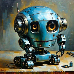 Robot With Laser Scanning With Blue Robot