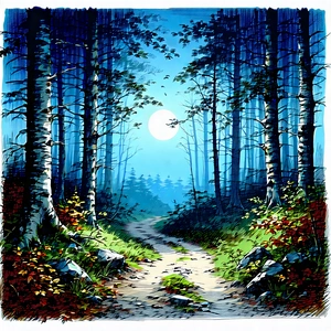 Nature Ink Drawing: Path Through Autumn Woodland With Image, There