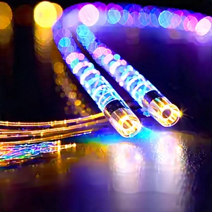 Close-up Of Fiber Optic Cables With Close-up Neon