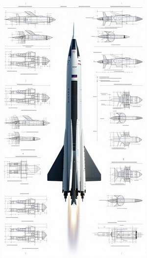 large white rocket ship shown