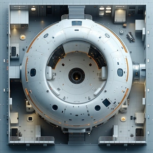 The Image Is A 3d Model Of A Space Station, Showcasing The Interior Of The Spacecraft