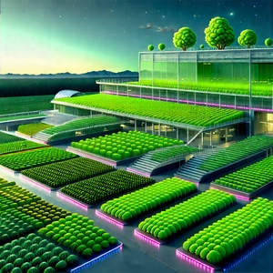 Agricultural Technology In Research Center With Computer-generated Drawing