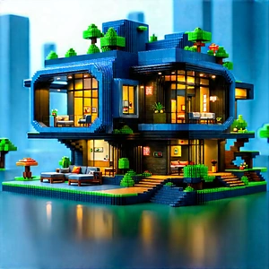 Futuristic Smart Home With Large Blue