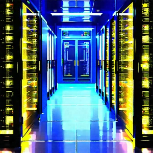Server rack with blue light (glow:1.35)