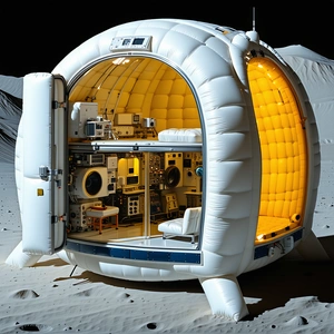 A White, Inflatable Space Station With A Large Dome-shaped Top