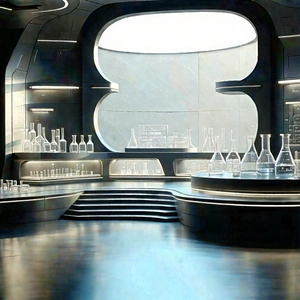 Futuristic Research Laboratory With Image, There