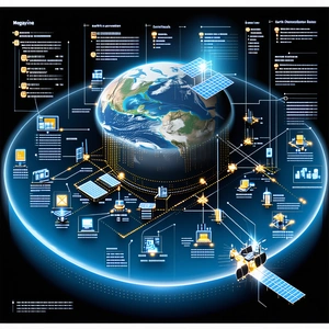A Large, Detailed Illustration Of The Earth Is Displayed On A Blue Background