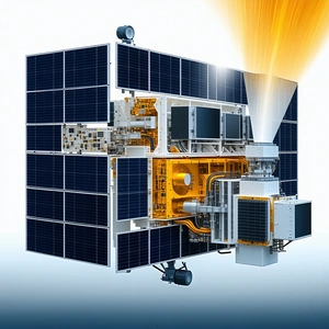 A Spacecraft Is Shown In A Close-up View, With Its Solar Panels And Other Components Clearly Visible