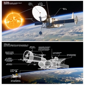 A Space Shuttle Is Shown In A Diagram, With A Large Sun In The Background