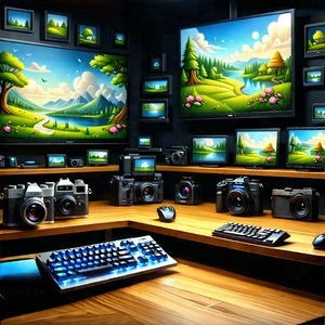 Entertainment Technology In Tech Office With Image, There