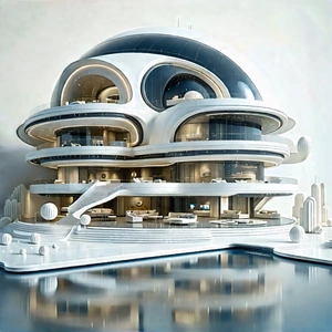 (futuristic:1.31) Smart Home With Large White
