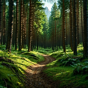 Nature Macro Photography: Path through pine forest