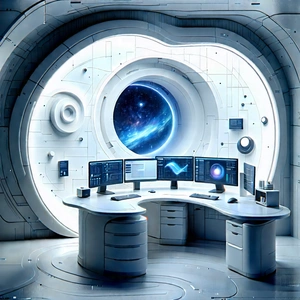 (futuristic:1.18) Digital Workspace With Image, There