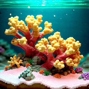 Nature Pastel Drawing: Coral reef in winter snow