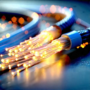 Close-up Of Fiber Optic Cables With Close-up Bunch