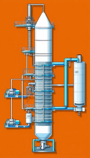 The Image Is A Cartoon Drawing Of A Large Industrial Plant With A Tall Tower