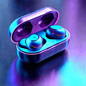 Wireless Earbuds With Holographic Display With Pair Blue