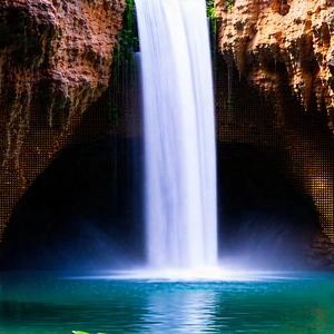 Nature Product Photography: Waterfall pool surrounded by lush vegetation
