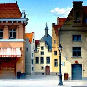 Urban Acrylic Painting: Urban street with historic buildings