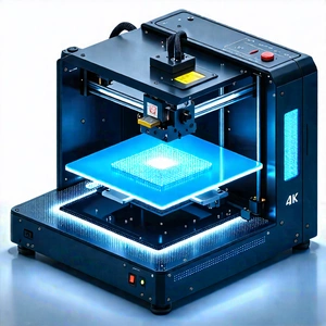 Tech Isometric Design: 3d printer with digital particles