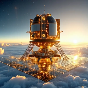 A Large, Futuristic-looking Space Station Floating In The Sky