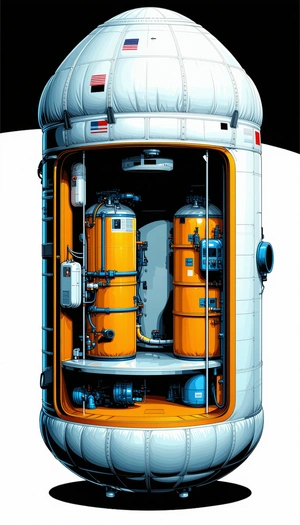 The Image Is A Blue And Orange Cartoon Drawing Of A Space Shuttle