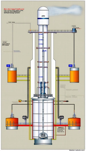 A Large White Cylinder Is Shown In A Drawing, With A Blue Line Running Through It