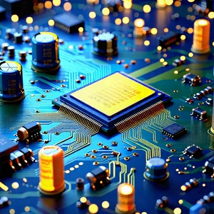 Tech Low Poly: Close-up of electronic circuit
