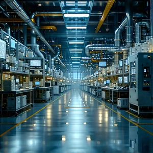 Financial Technology In Manufacturing Facility With Large Factory