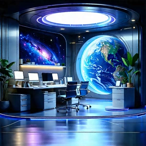 Futuristic Tech Startup Office With Image, There