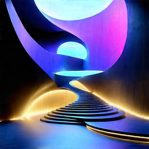 Futuristic Innovation Hub With Spiral Staircase