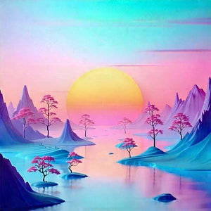 Abstract Matte Painting: Dynamic Composition With Gradient Color Palette With Artistic Painting,