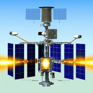 A Large Satellite With A Solar Panel On Top