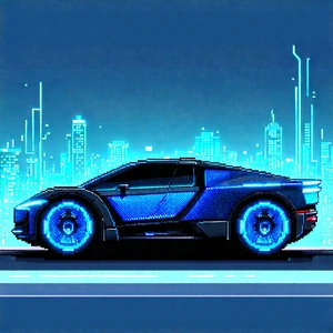 Innovative Electric Vehicle Design With Futuristic Cityscape