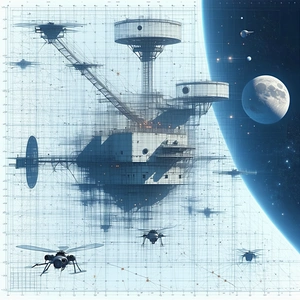 In This Image, There Is A Large Space Station With A Dome-shaped Structure On Top