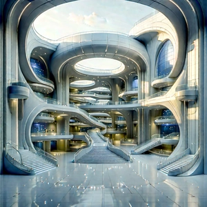 Futuristic Innovation Hub With Futuristic, High-tech