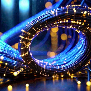 Close-up Of Fiber Optic Cables With Image, There