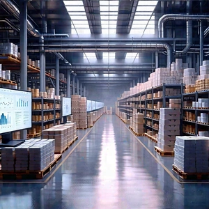 Financial Technology In Manufacturing Facility With Large Warehouse